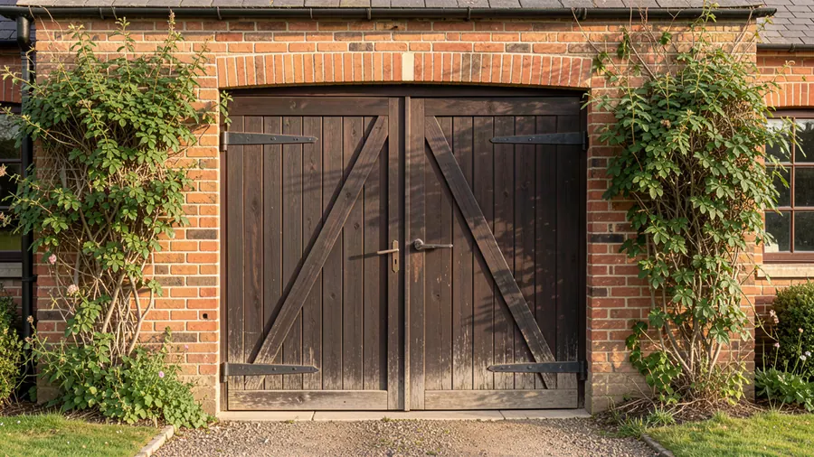 A timber up and over garage door on a Doncaster home: the classic one-piece style